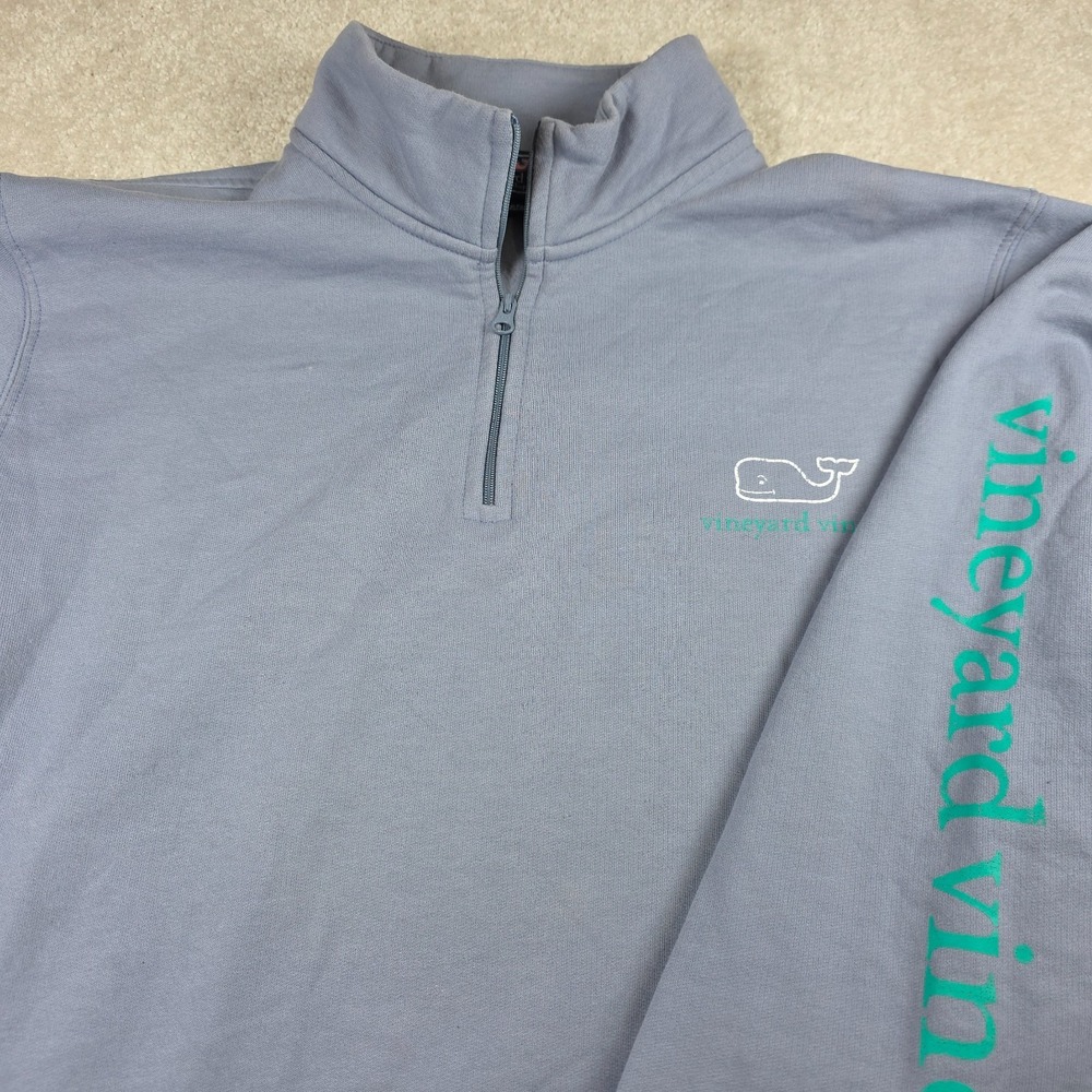 Vineyard Vines Sweatshirt Mens L Gray Soft Fleece Long Sleeve 1/4 Pullover Logo